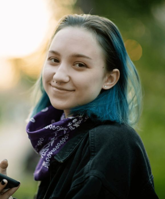 happy teen therapy client